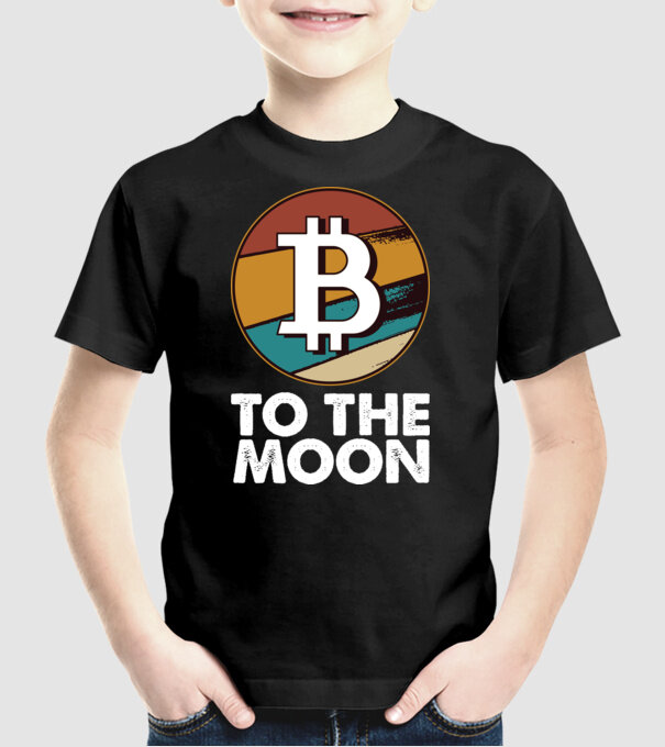 Bitcoin to the moon model negru pe tricou