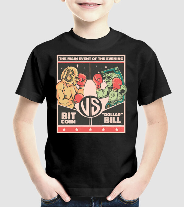 Bitcoin Vs Dolarul SUA model negru pe tricou