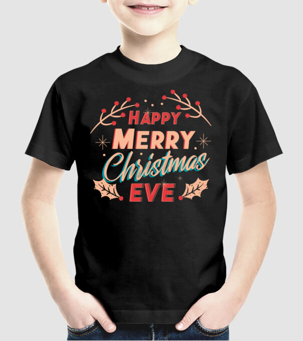 Crăciun Fericit model negru pe tricou