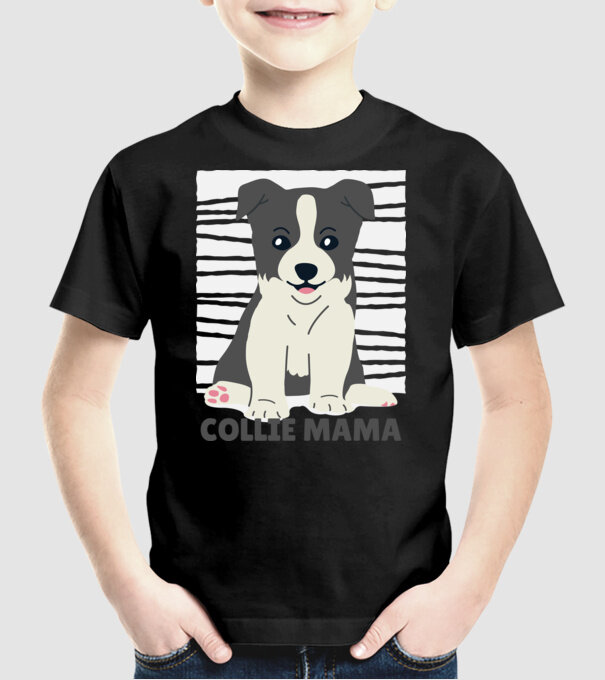 Border Collie Mamă model negru pe tricou