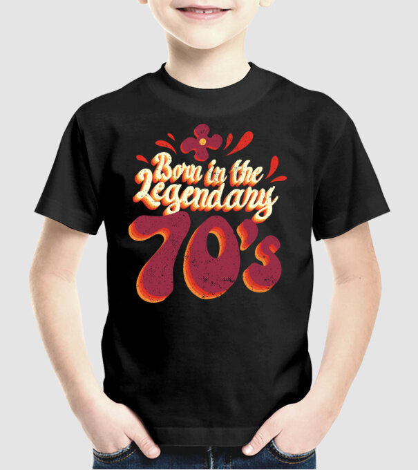'Born in the Legendary 70''s' model negru pe tricou