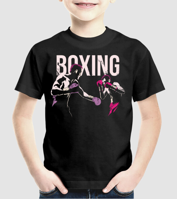 Boxing model negru pe tricou