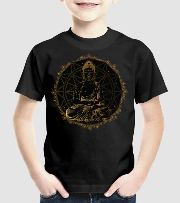 Buddha Mandala model negru pe tricou