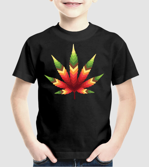 Frunză de canabis model negru pe tricou
