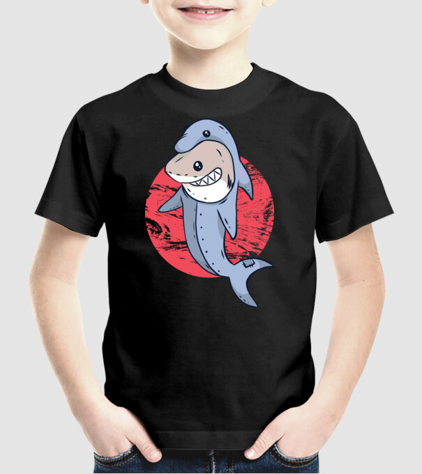 Rechin în costum de delfin model negru pe tricou
