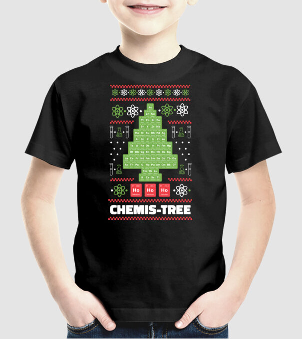 Chemis-tree pom de Crăciun model negru pe tricou
