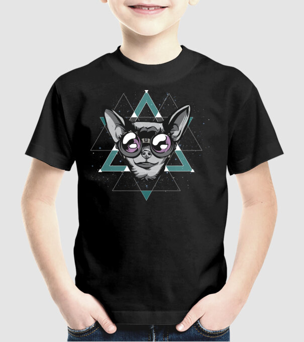 Tricou cu Câine Chihuahua model negru pe tricou
