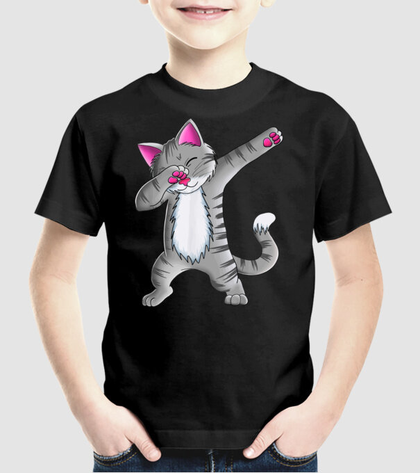 Pisică DAB model negru pe tricou