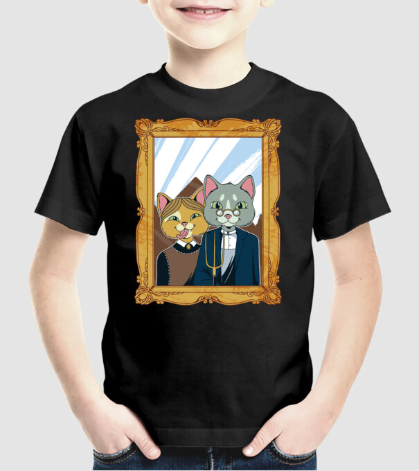 Portret Pisică model negru pe tricou