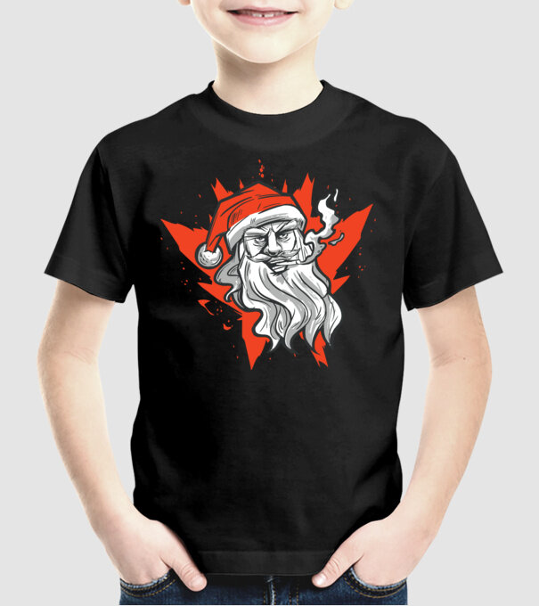 Moș Crăciun Fumător model negru pe tricou