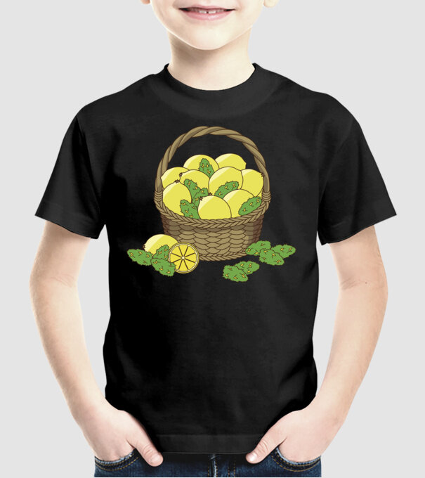 Coș de lămâi model negru pe tricou