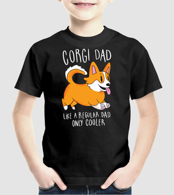 Tată de Corgi model negru pe tricou