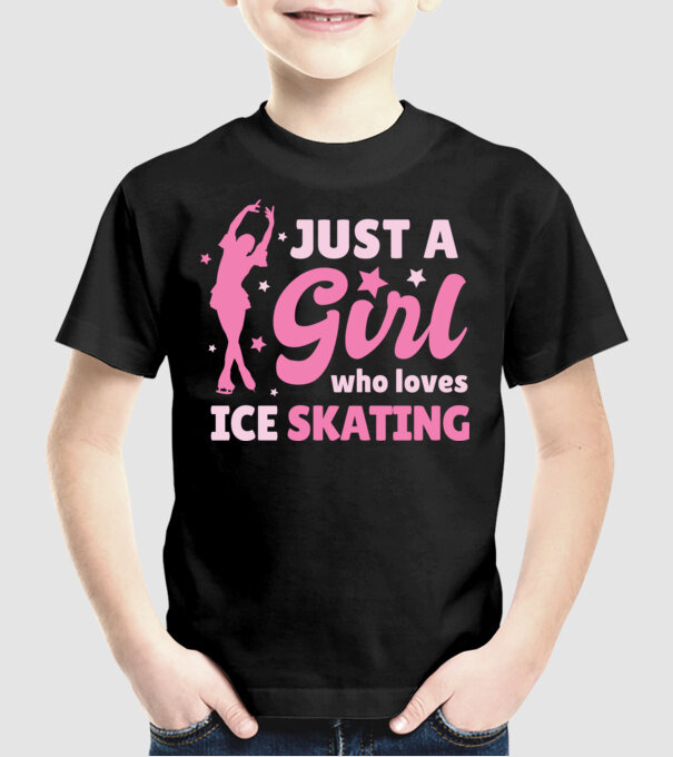Doar o fată căreia îi place să patineze model negru pe tricou