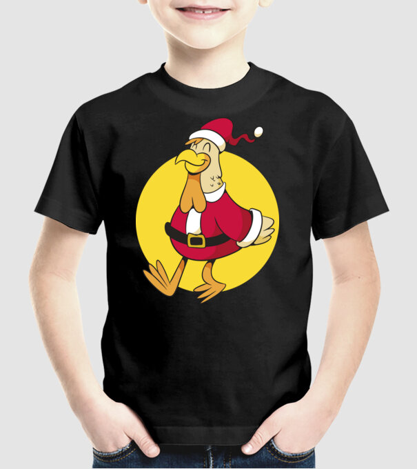 Moș Crăciun Pui model negru pe tricou