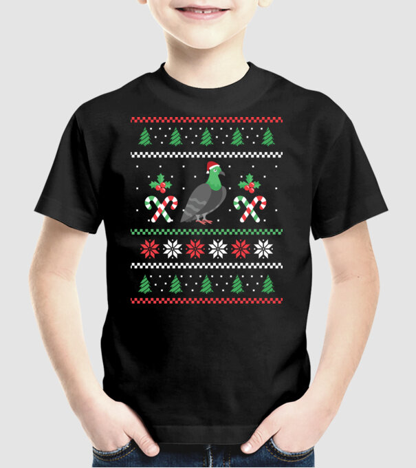 tricou cu Porumbel pulovăr urât model negru pe tricou