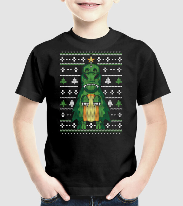 T-rex cu pulovăr urât model negru pe tricou