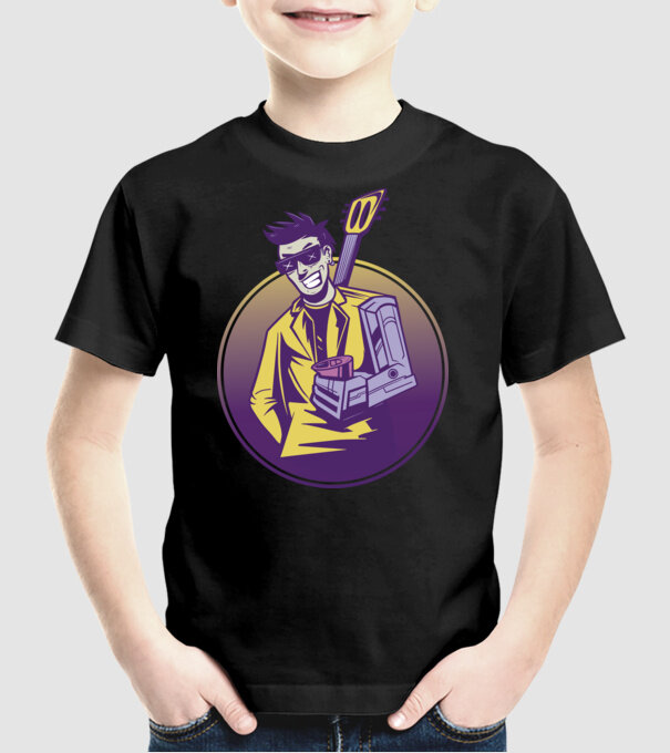 Chitarist Cyberpunk model negru pe tricou