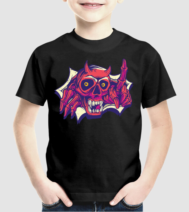 Craniu de Demon model negru pe tricou
