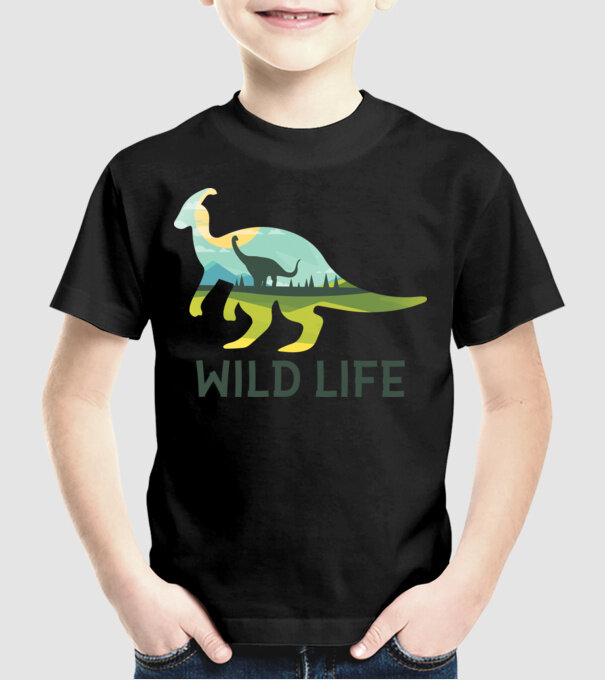 Dinosaur model negru pe tricou