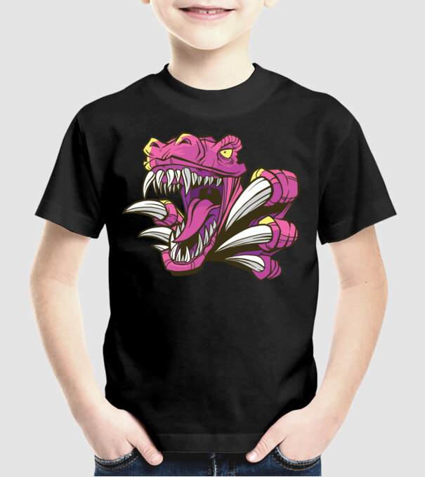 Gheare de dinozaur model negru pe tricou