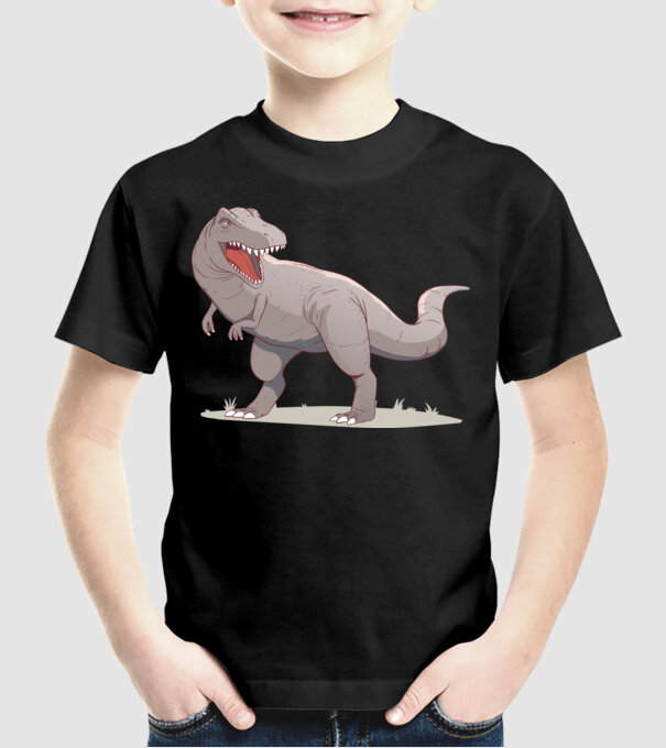 Dinozaur T-rex model negru pe tricou