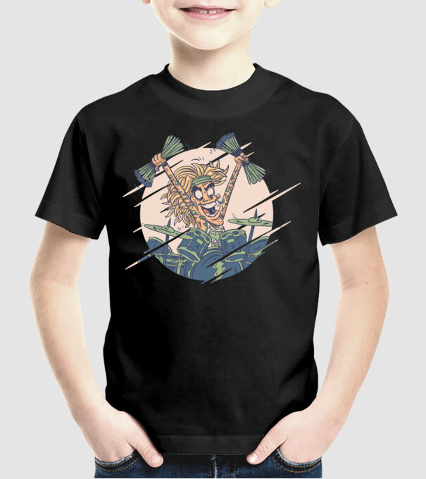 Baterist model negru pe tricou