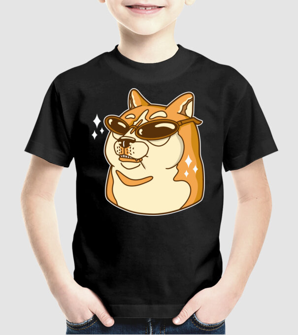 Doge Coin model negru pe tricou