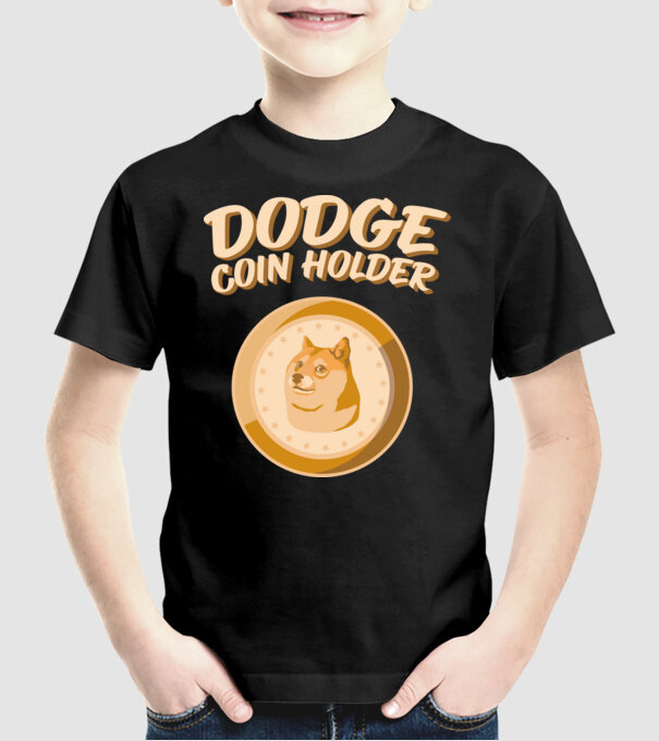 Doge Coin Holder model negru pe tricou