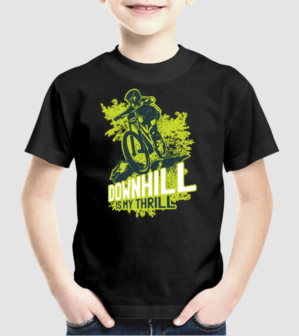 Downhill Is My Thrill tricou bicicletă model negru pe tricou