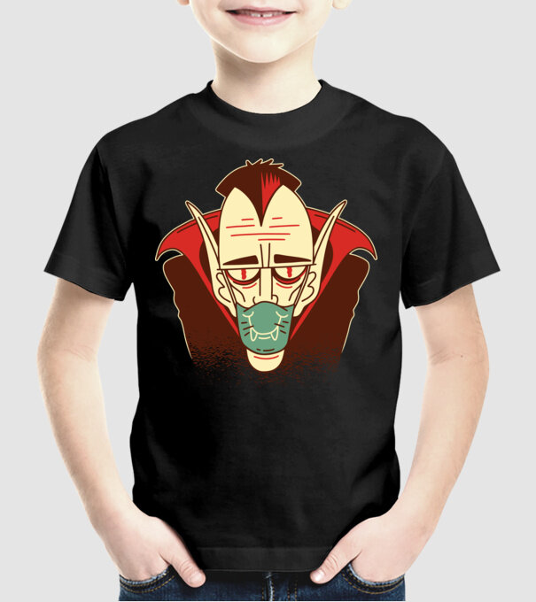 Dracula în mască model negru pe tricou