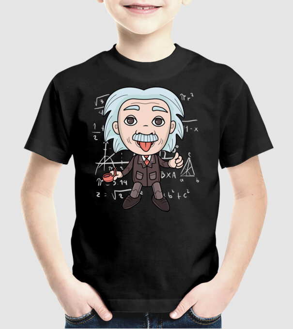 Caricatură Einstein model negru pe tricou