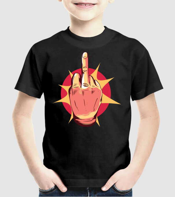 Tricou arată degetul model negru pe tricou