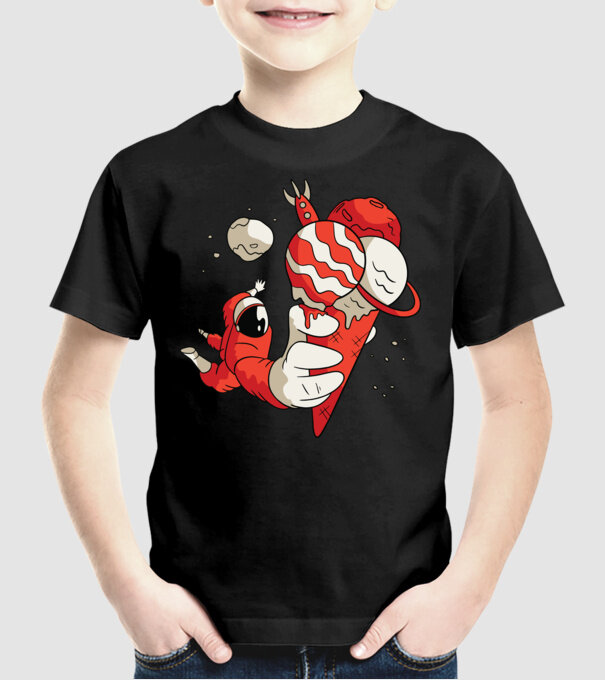 Astronaut cu Înghețată model negru pe tricou