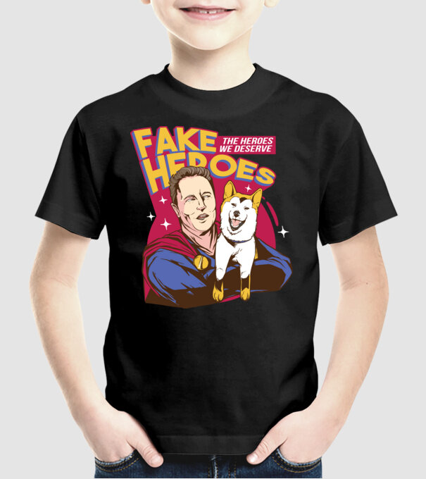 Fake Hero Elon Musk model negru pe tricou