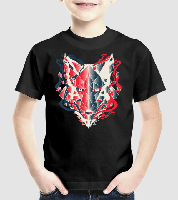 Wolf Head model negru pe tricou