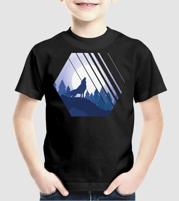 Urlet de lup model negru pe tricou