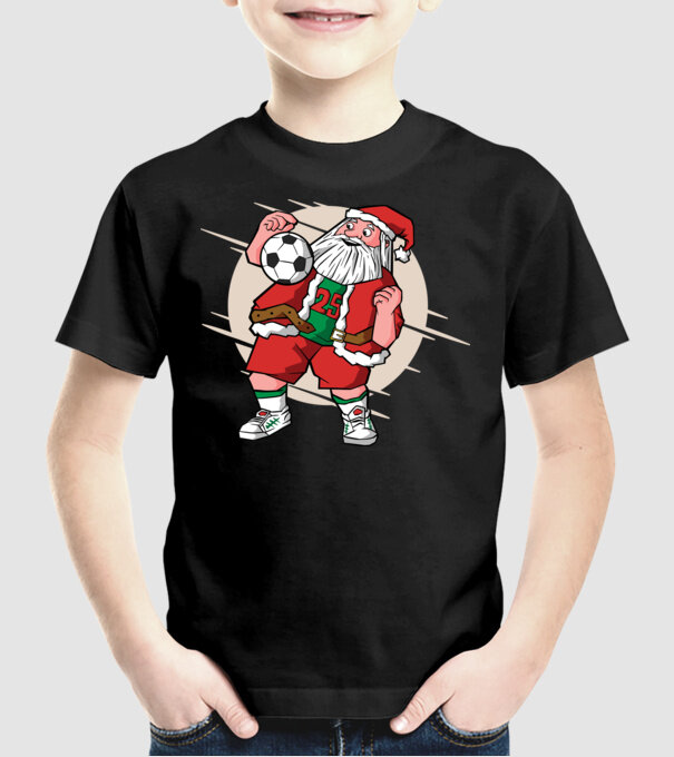 Moș Crăciun Fotbalist model negru pe tricou