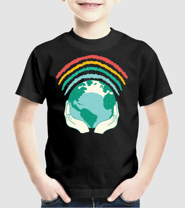 Pământ Wifi Curcubeu model negru pe tricou
