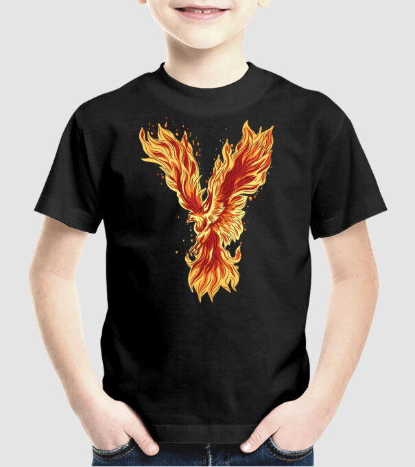 Pasărea Phoenix model negru pe tricou