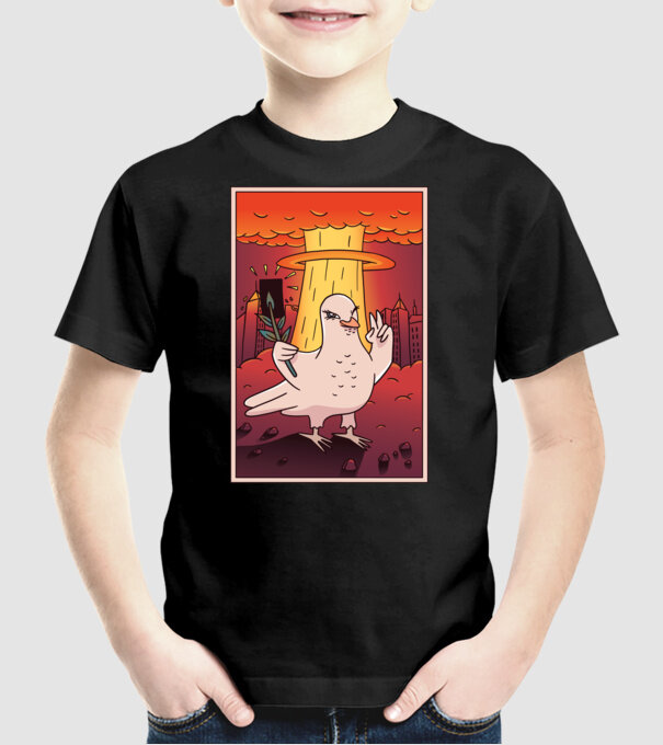 Selfie Porumbel Bombă nucleară model negru pe tricou