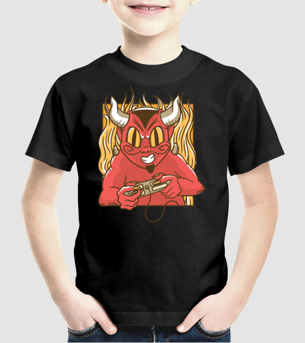 Gamer Diavol model negru pe tricou