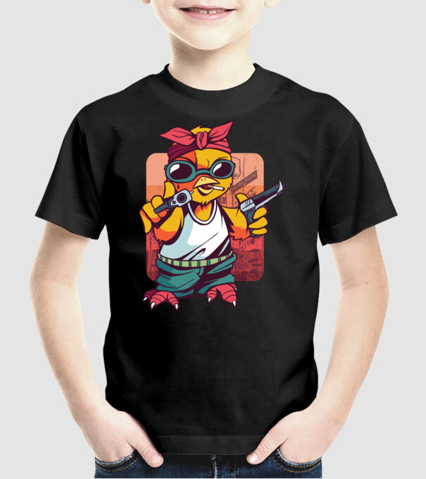 Pui Gangster model negru pe tricou