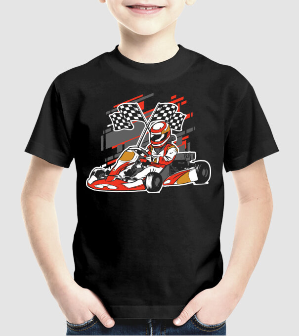 Gokart model negru pe tricou