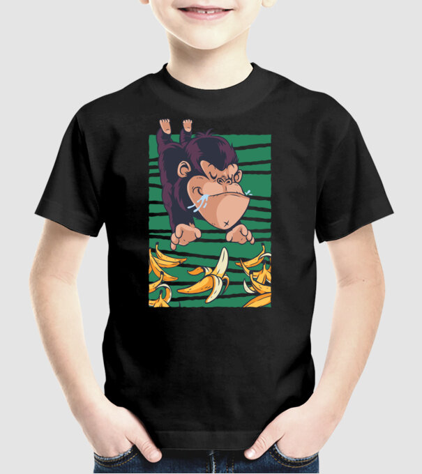 Gorilă Banană model negru pe tricou