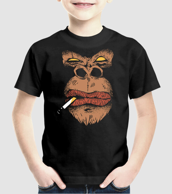 Cap de gorilă cu țigară model negru pe tricou