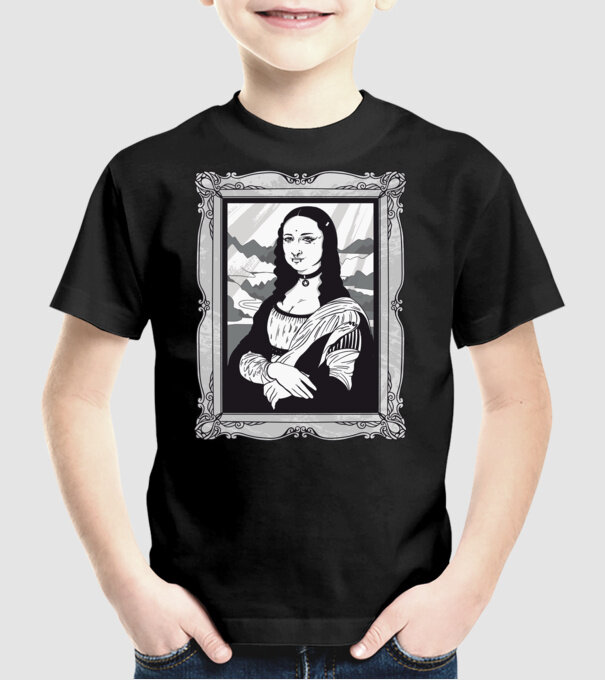 Mona Lisa gotică model negru pe tricou
