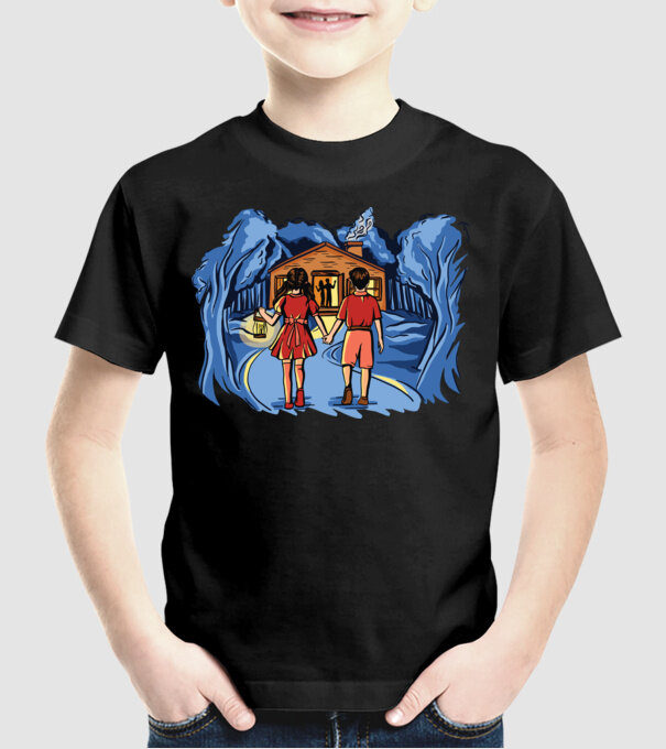 Copii în pădure Poveste model negru pe tricou
