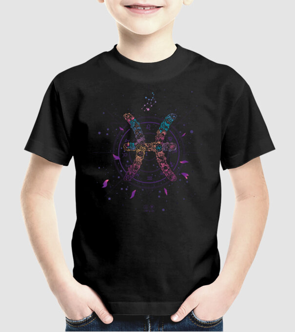 Pisces Zodiac model negru pe tricou