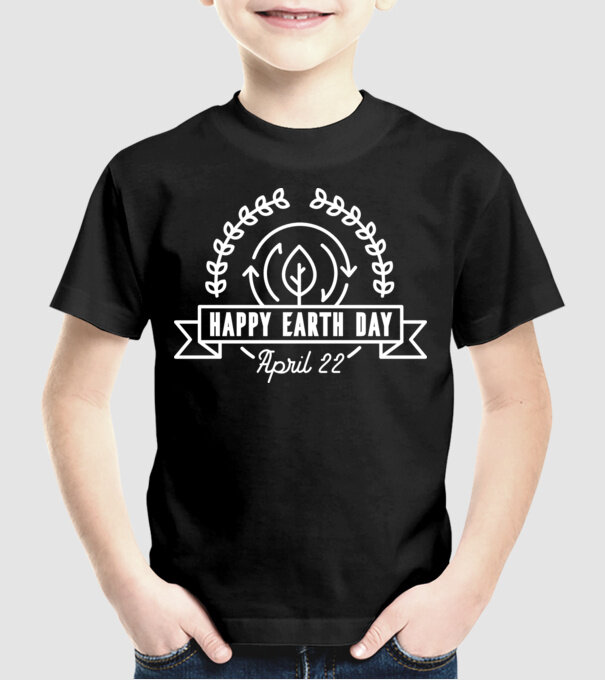 Happy Earth Day - Ziua Pământului model negru pe tricou