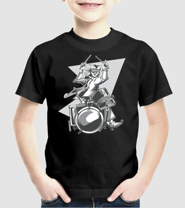 Hippy baterist model negru pe tricou